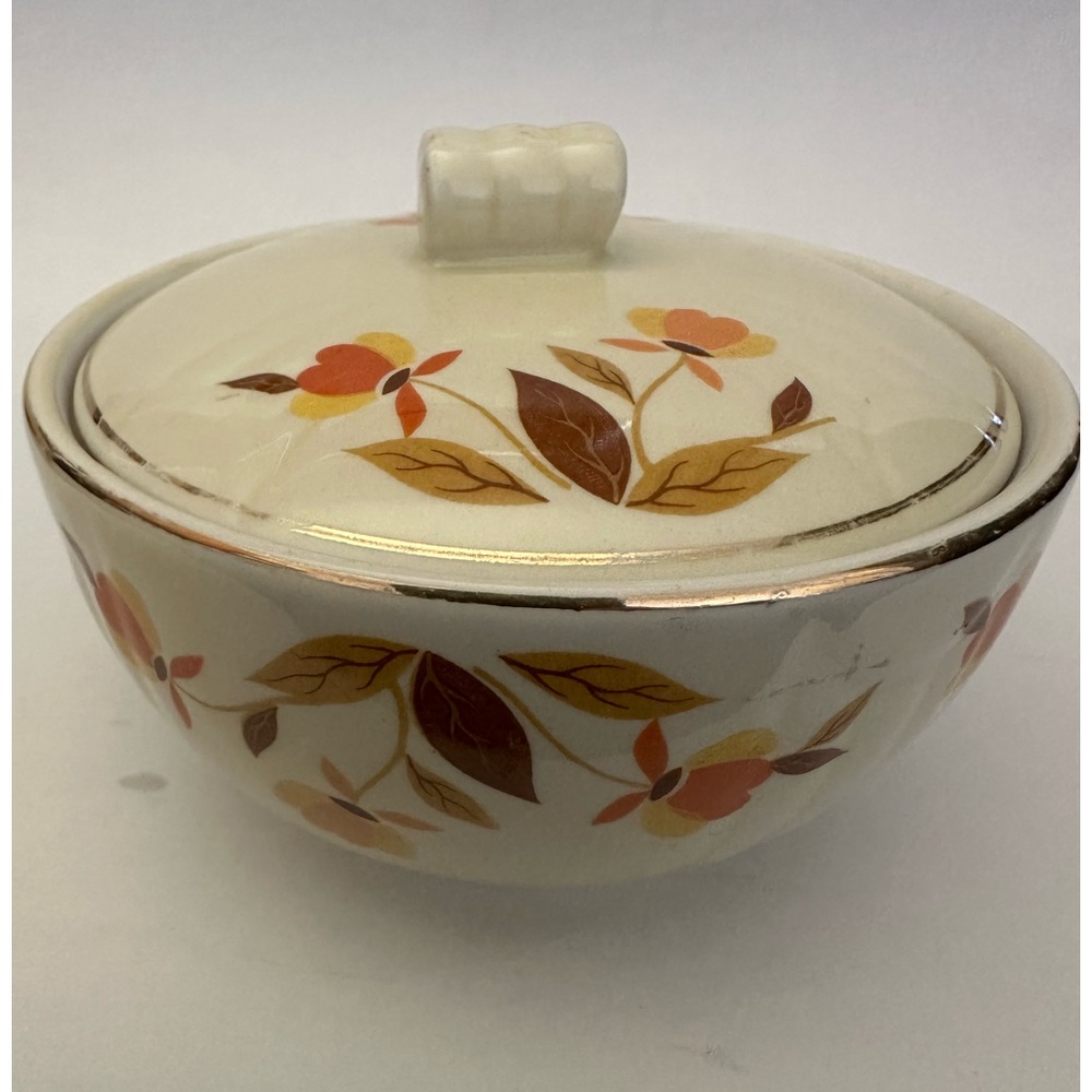 Hall China Lo Jewel Autumn Leaf Grease Jar and Lid